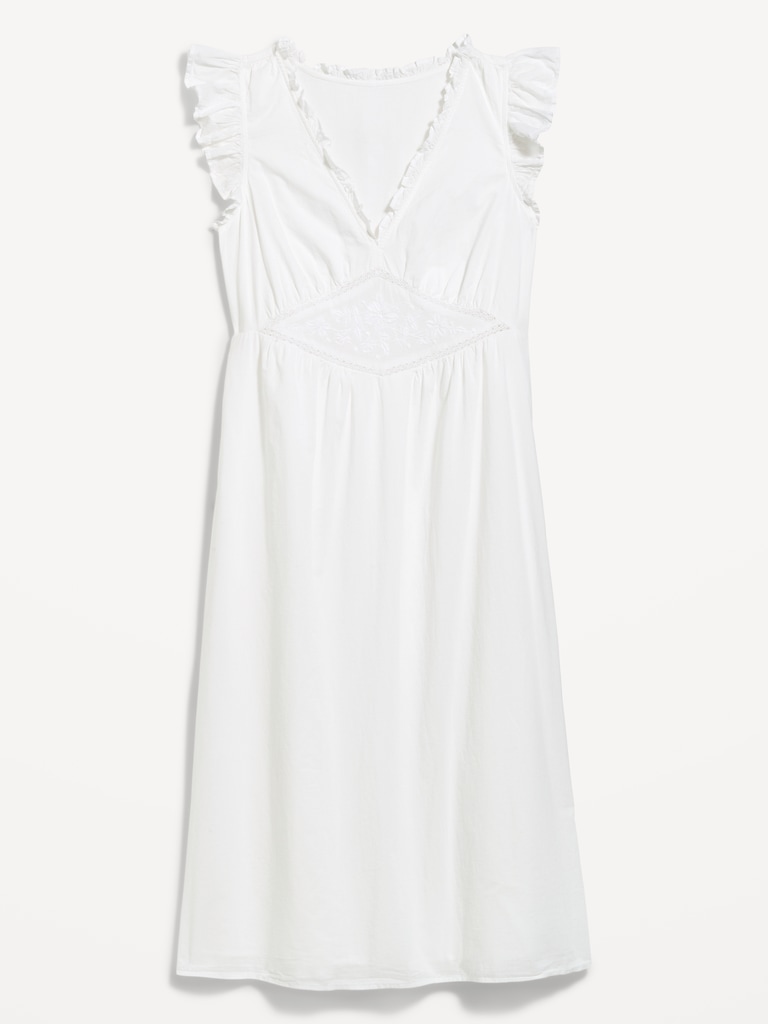 V-Neck Flutter-Sleeve Midi Dress