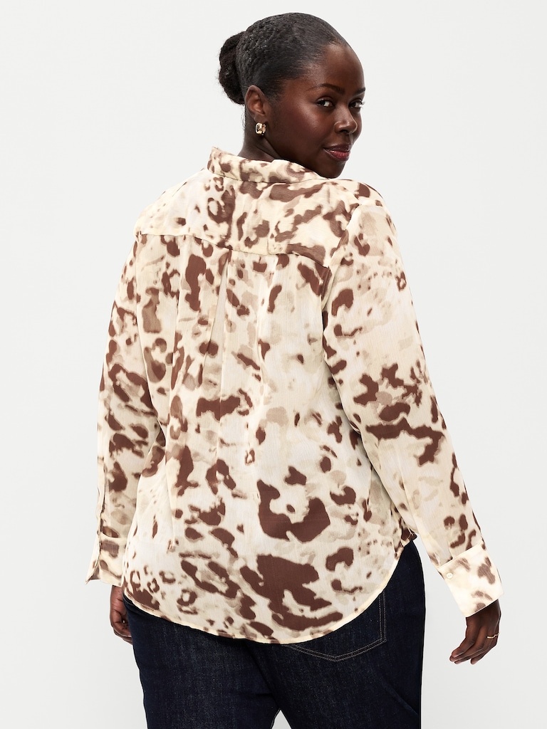 Chiffon Button-Down Shirt