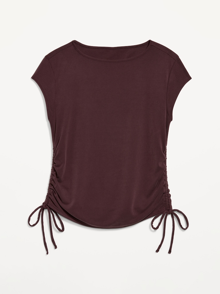 Cap-Sleeve Shirred Side Top