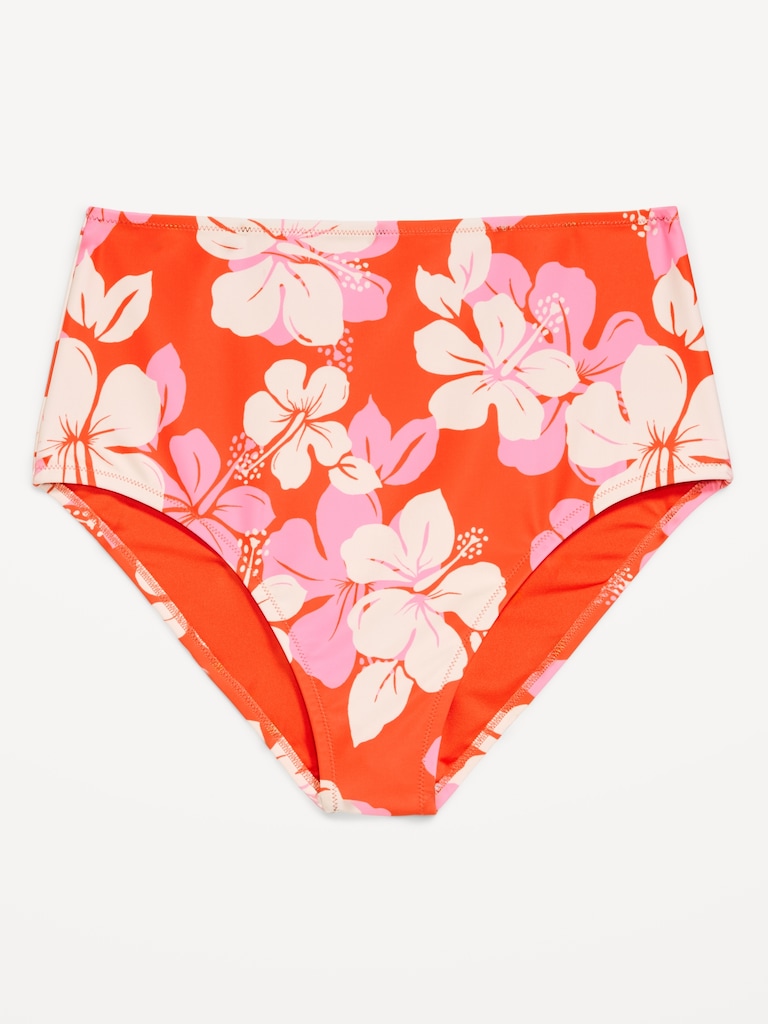 High-Waisted Printed Bikini Swim Bottoms