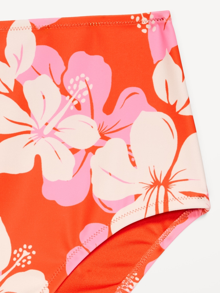 High-Waisted Printed Bikini Swim Bottoms