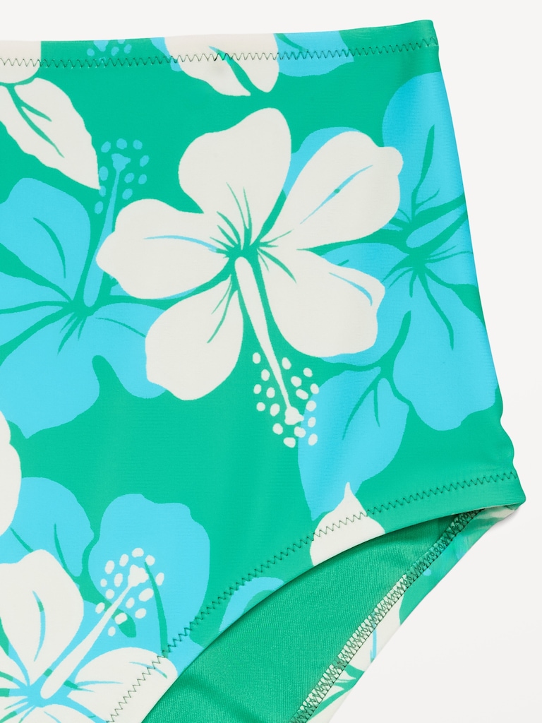 High-Waisted Printed Bikini Swim Bottoms
