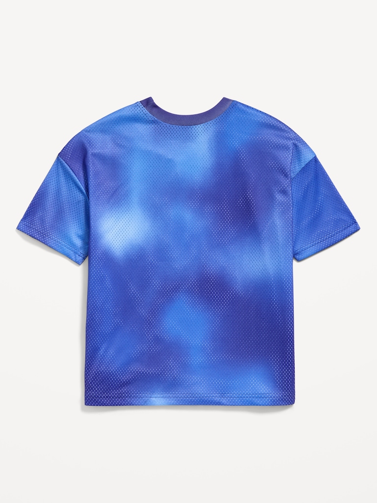 Oversized Mesh Graphic Basketball T-Shirt for Boys