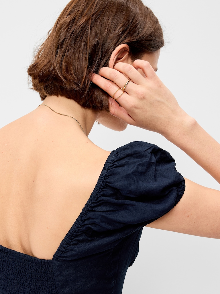 Short-Sleeve Fit & Flare Midi Dress