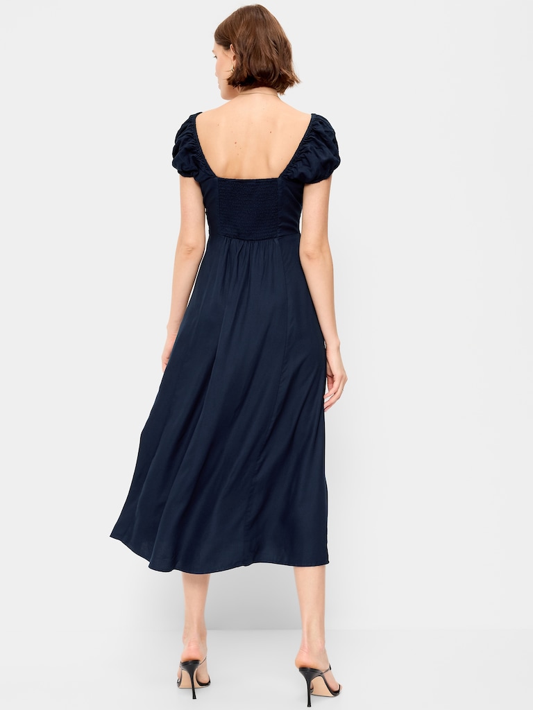 Short-Sleeve Fit & Flare Midi Dress