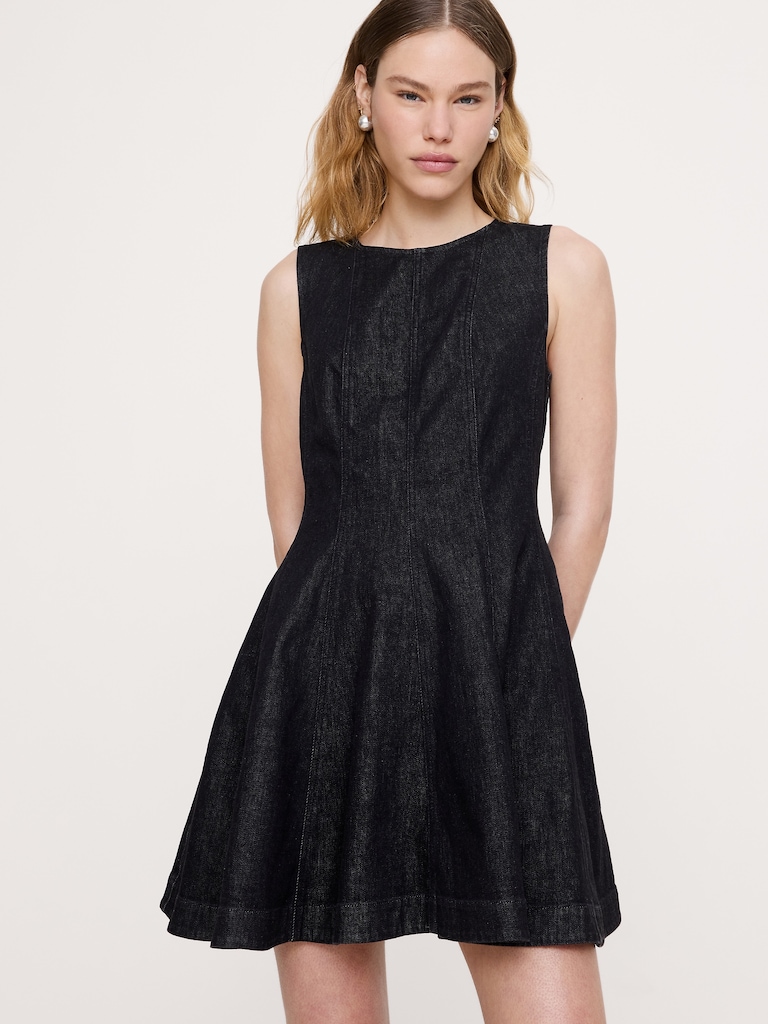 Paneled Denim Mini Dress