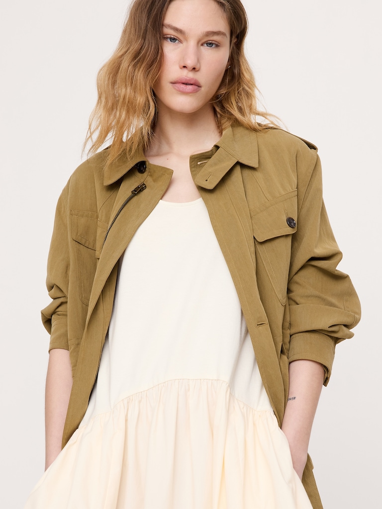 Cotton Poplin + Jersey Midi Dress