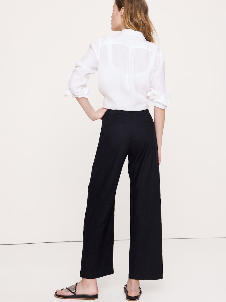 Mid-Rise Straight Utility Pant in Stretch Linen-Viscose