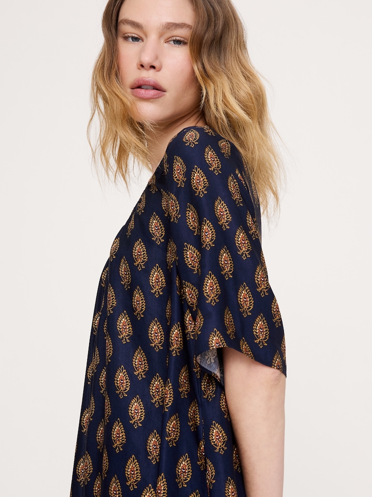 Viscose-Linen Scoop-Neck Mini Dress