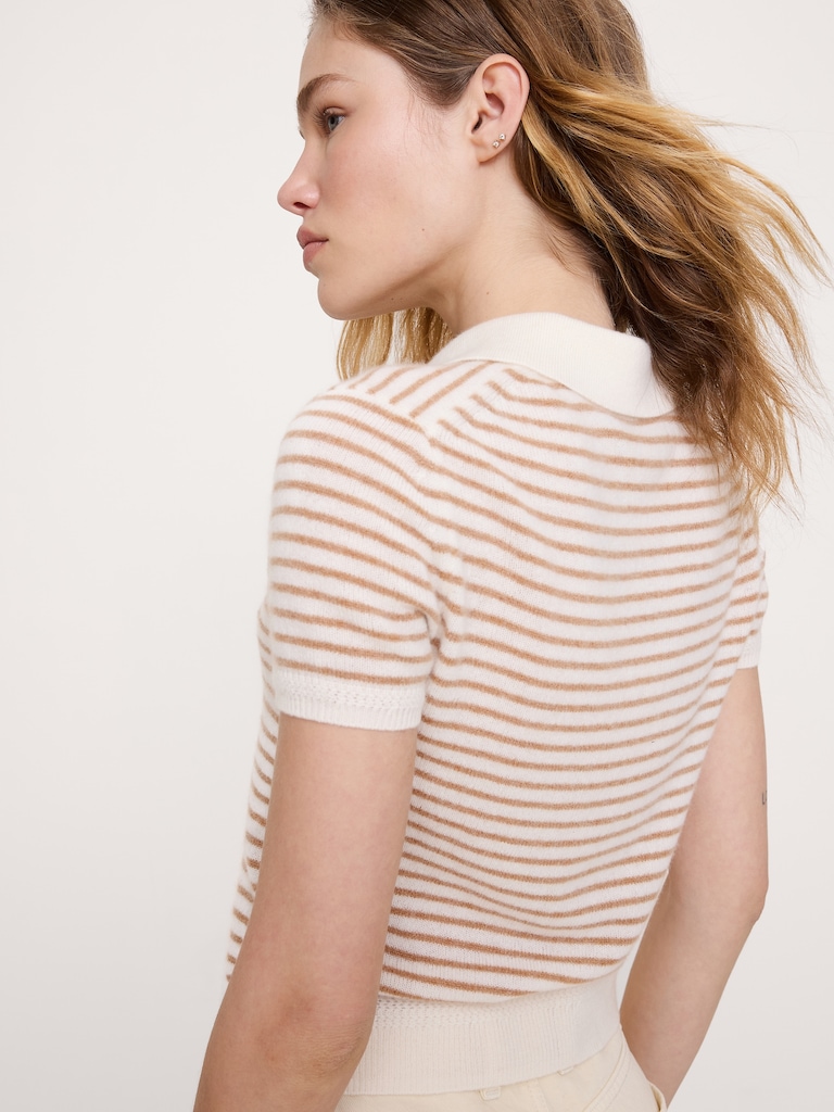 Lightweight Cashmere Short-Sleeve Sweater Polo