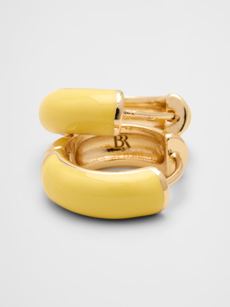 Enamel Huggie Earrings