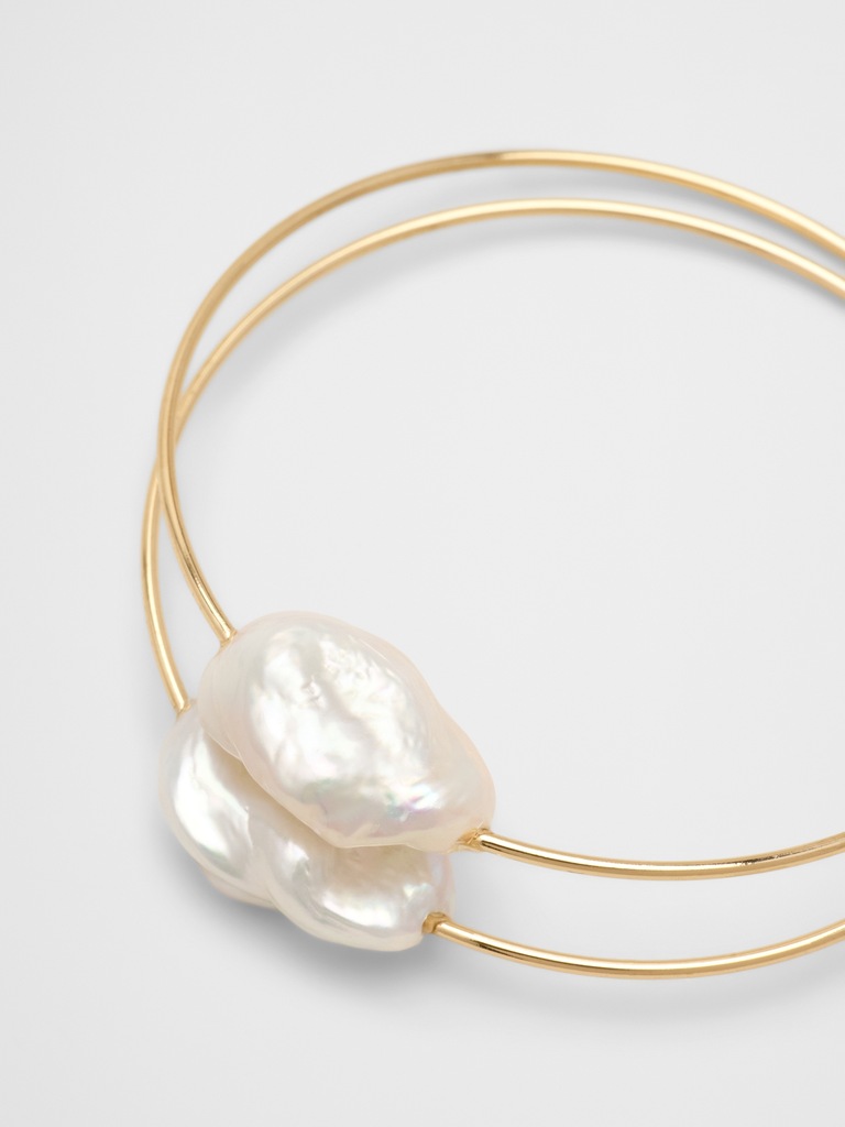 Pearl Wire Hoop Earrings