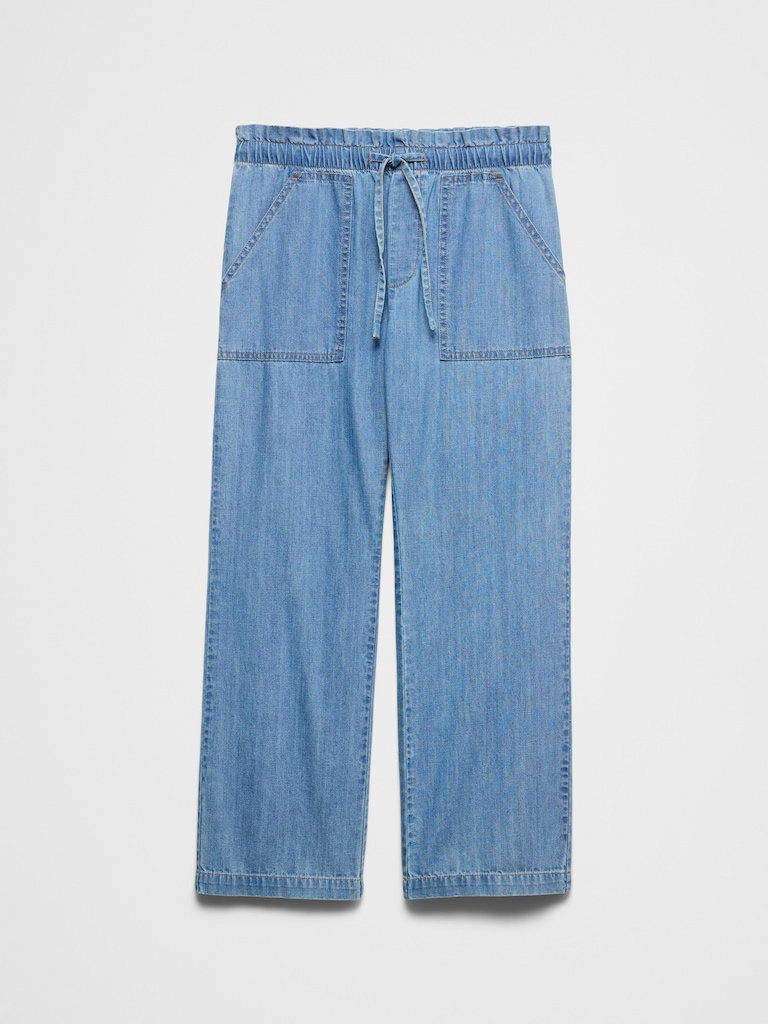 Straight-Leg Mid-Rise Relaxed Summerweight Pull-On Jean
