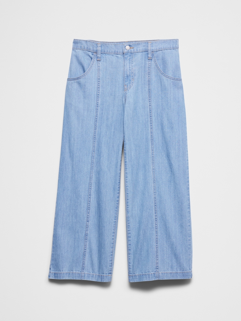 Wide-Leg Mid-Rise Summer Weight Cropped Jean