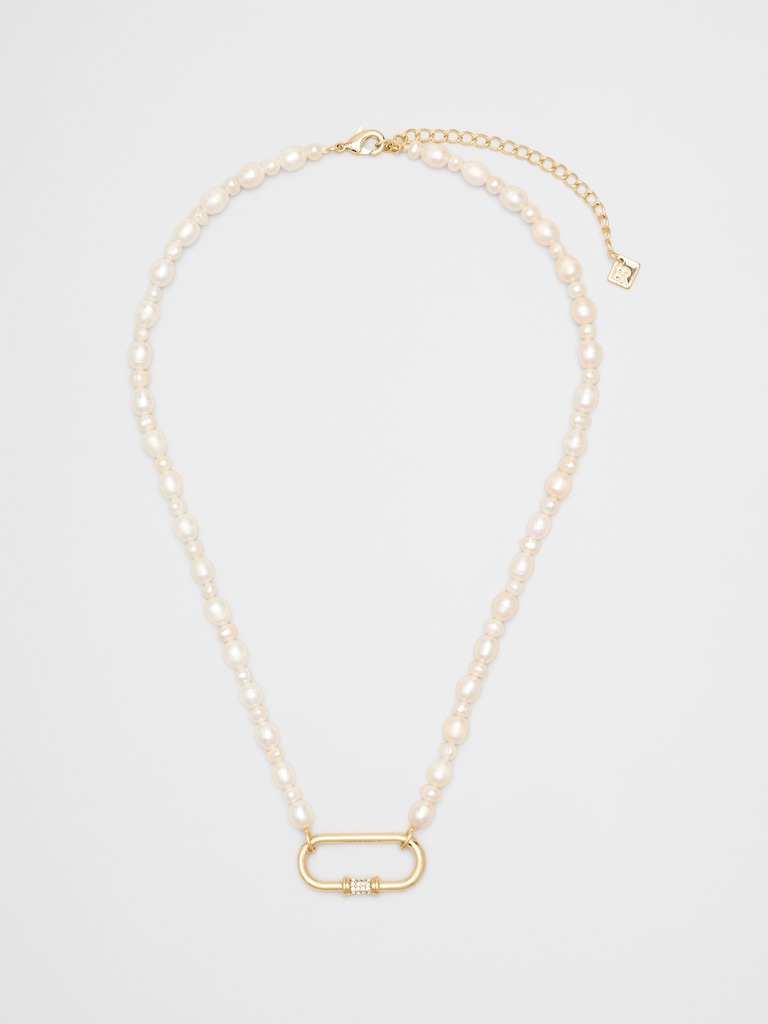 Carabiner Pearl Necklace