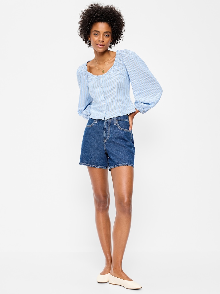 High-Waisted Wow Baggy Jean Shorts -- 5-inch inseam