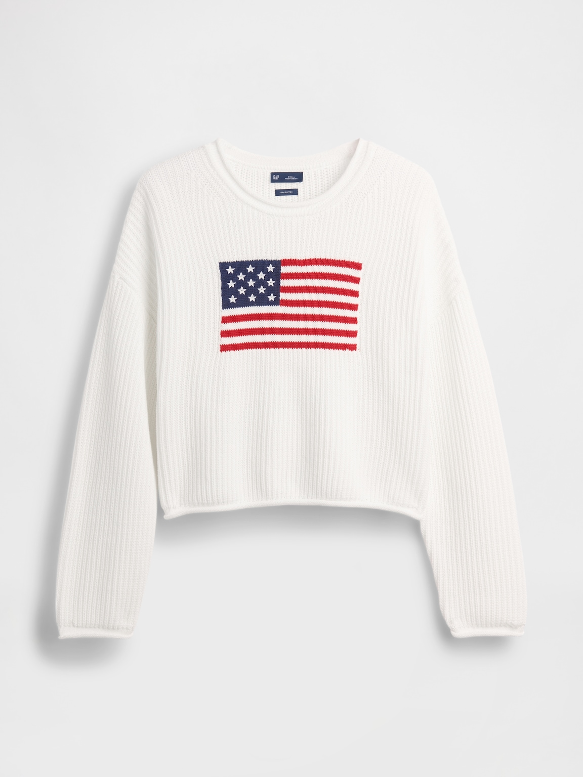 100% Cotton Oversized Americana Crop Sweater