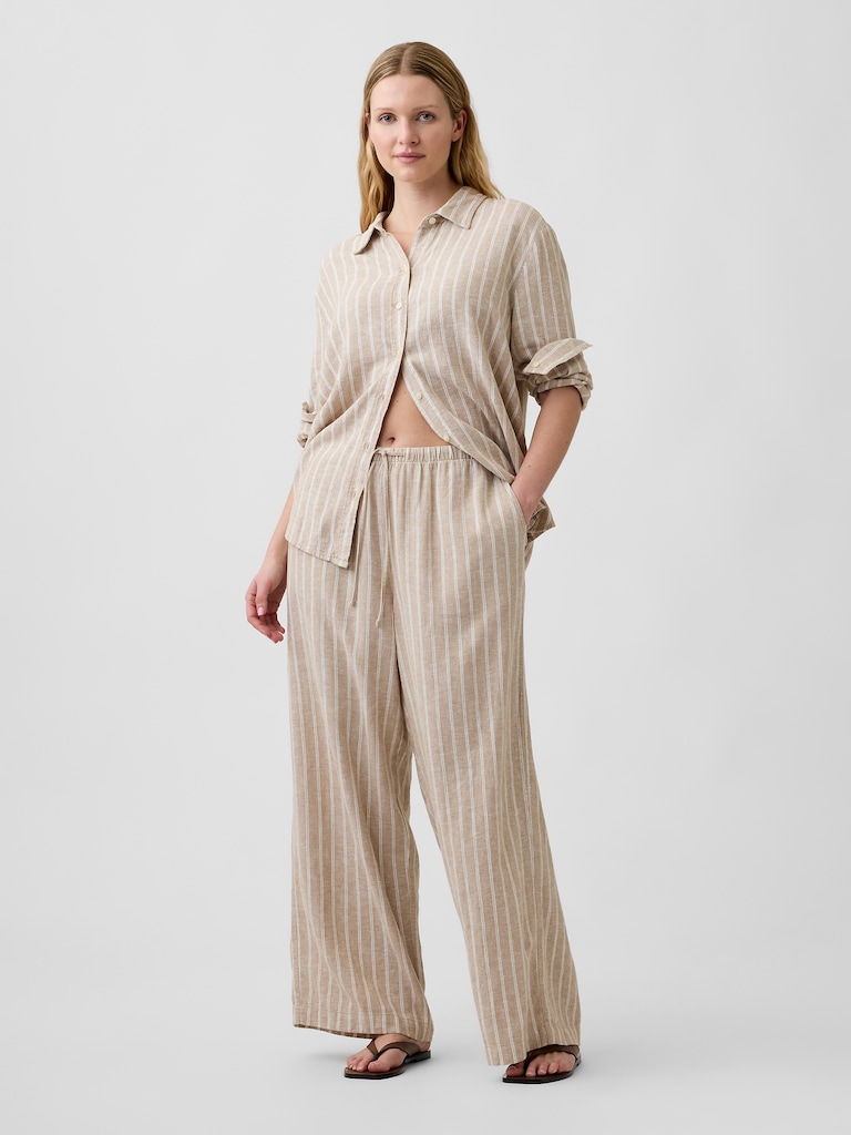 Relaxed Linen-Blend Wide-Leg Pants