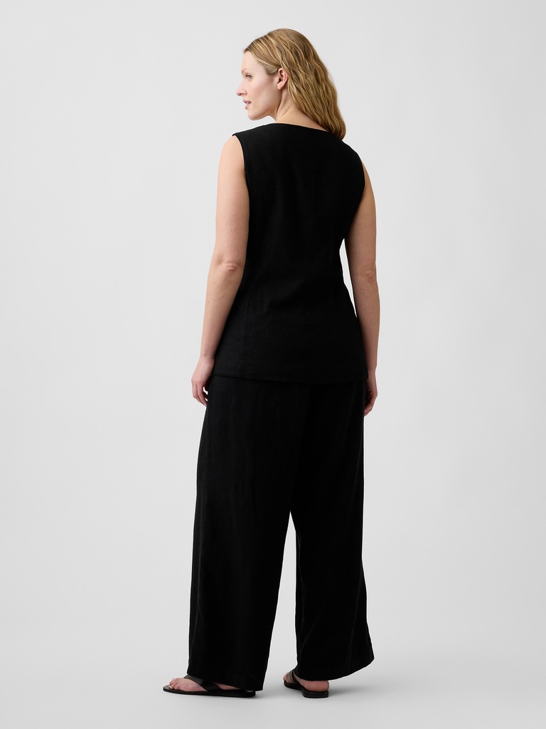 Relaxed Linen-Blend Wide-Leg Pants