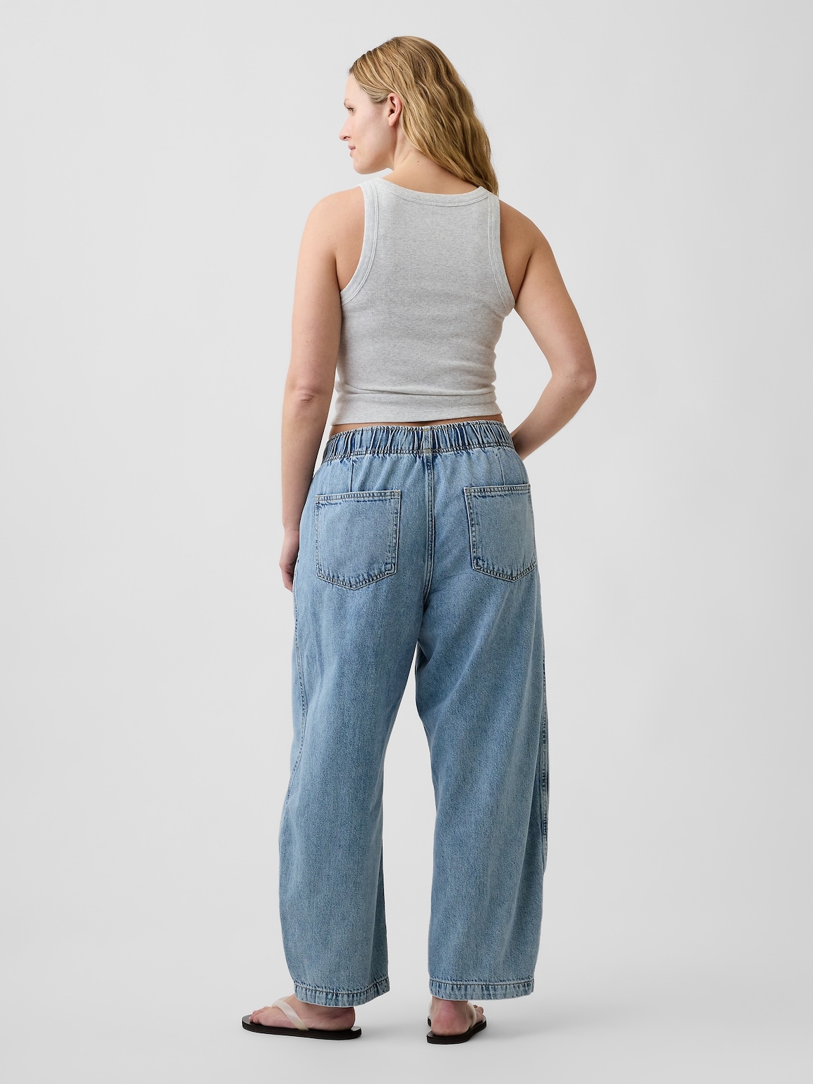 Mid Rise SuperSoft Pull-On Barrel Jeans