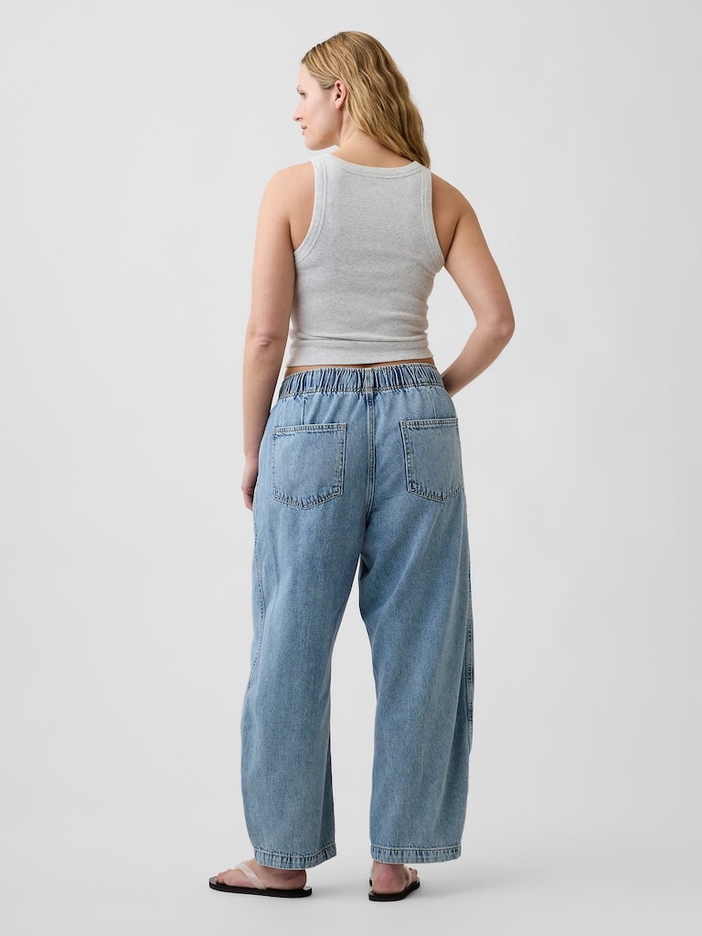 Mid Rise SuperSoft Pull-On Barrel Jeans