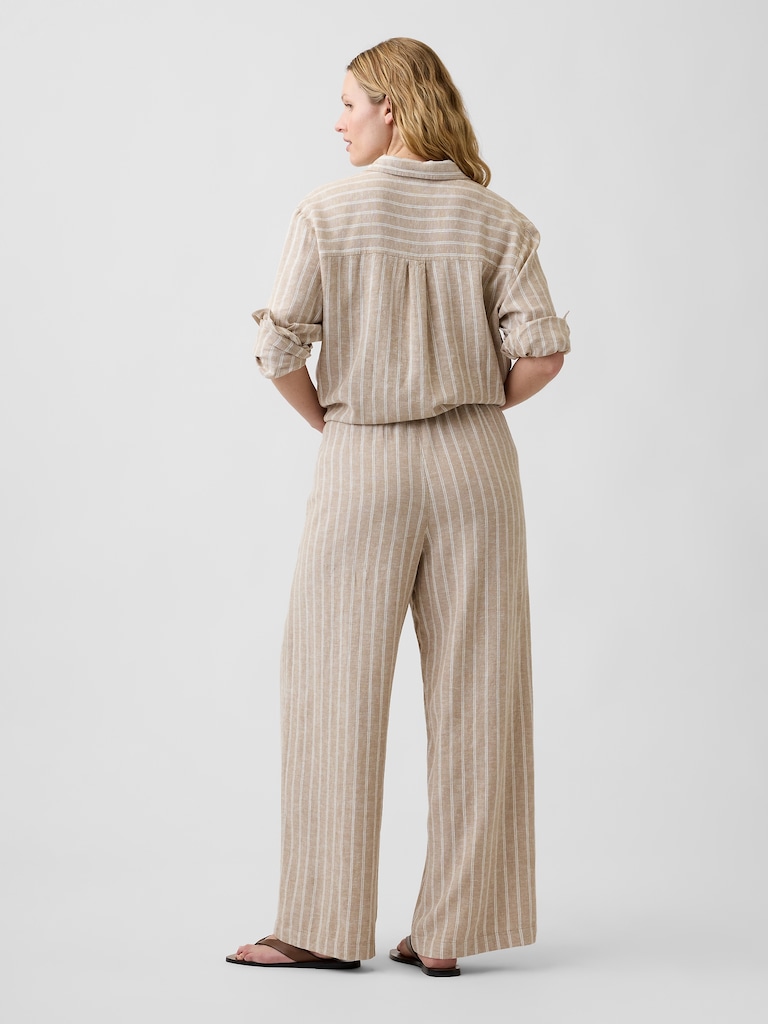 Relaxed Linen-Blend Wide-Leg Pants
