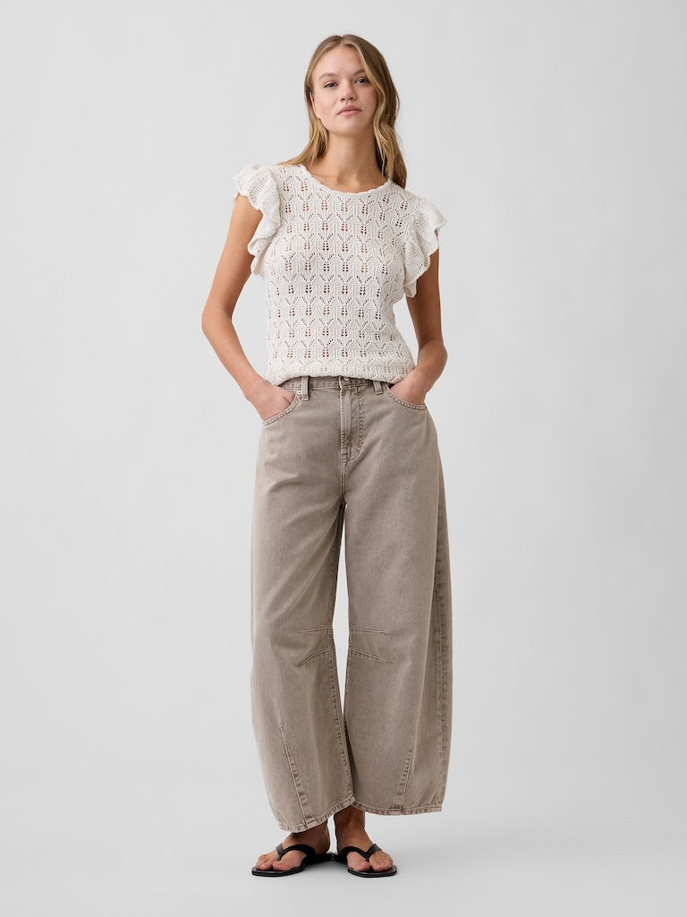 Crochet Flutter Sleeve Top