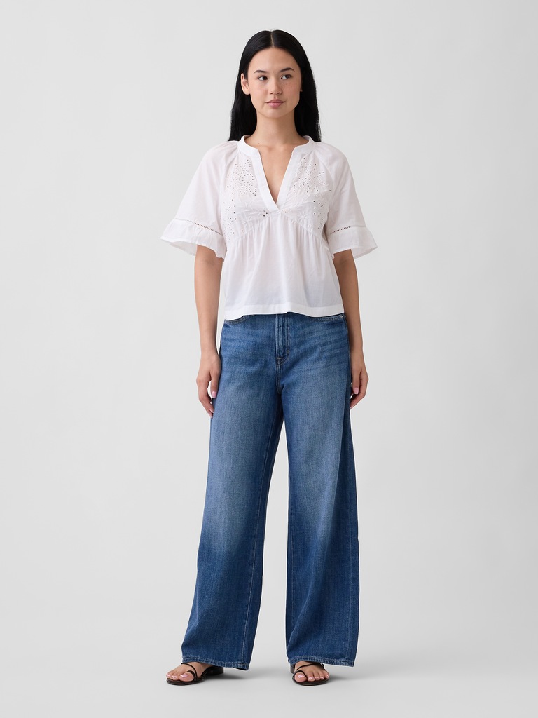 Relaxed Eyelet Top