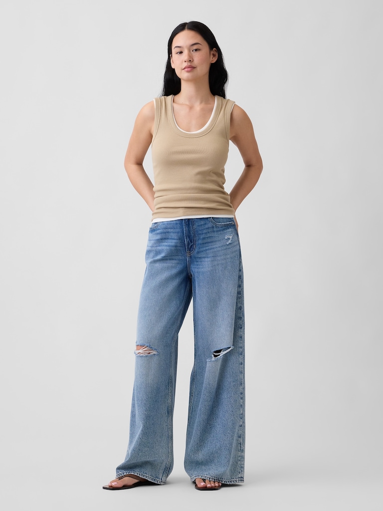 Ribbed Scoopneck Tank Top