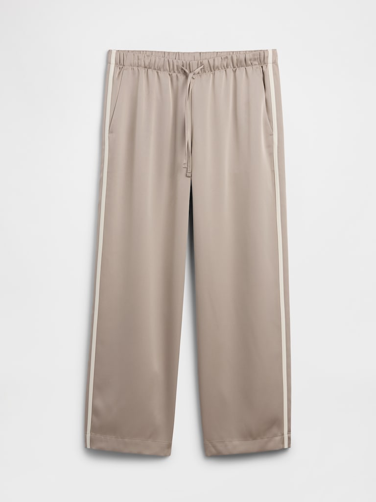 Relaxed Satin Straight-Leg Crop Pants
