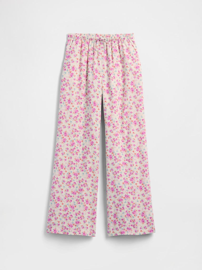 Kids Relaxed Pull-On Wide-Leg Linen-Blend Pants