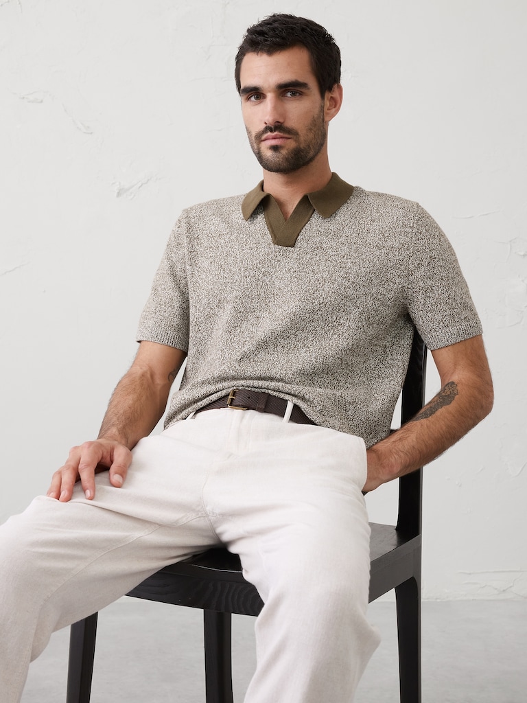 Johnny Collar Marled Sweater Polo