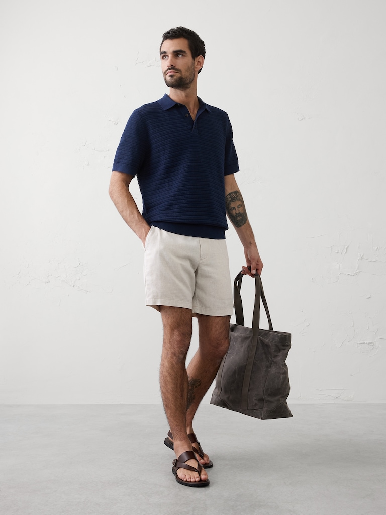 Textured Striped Sweater Polo