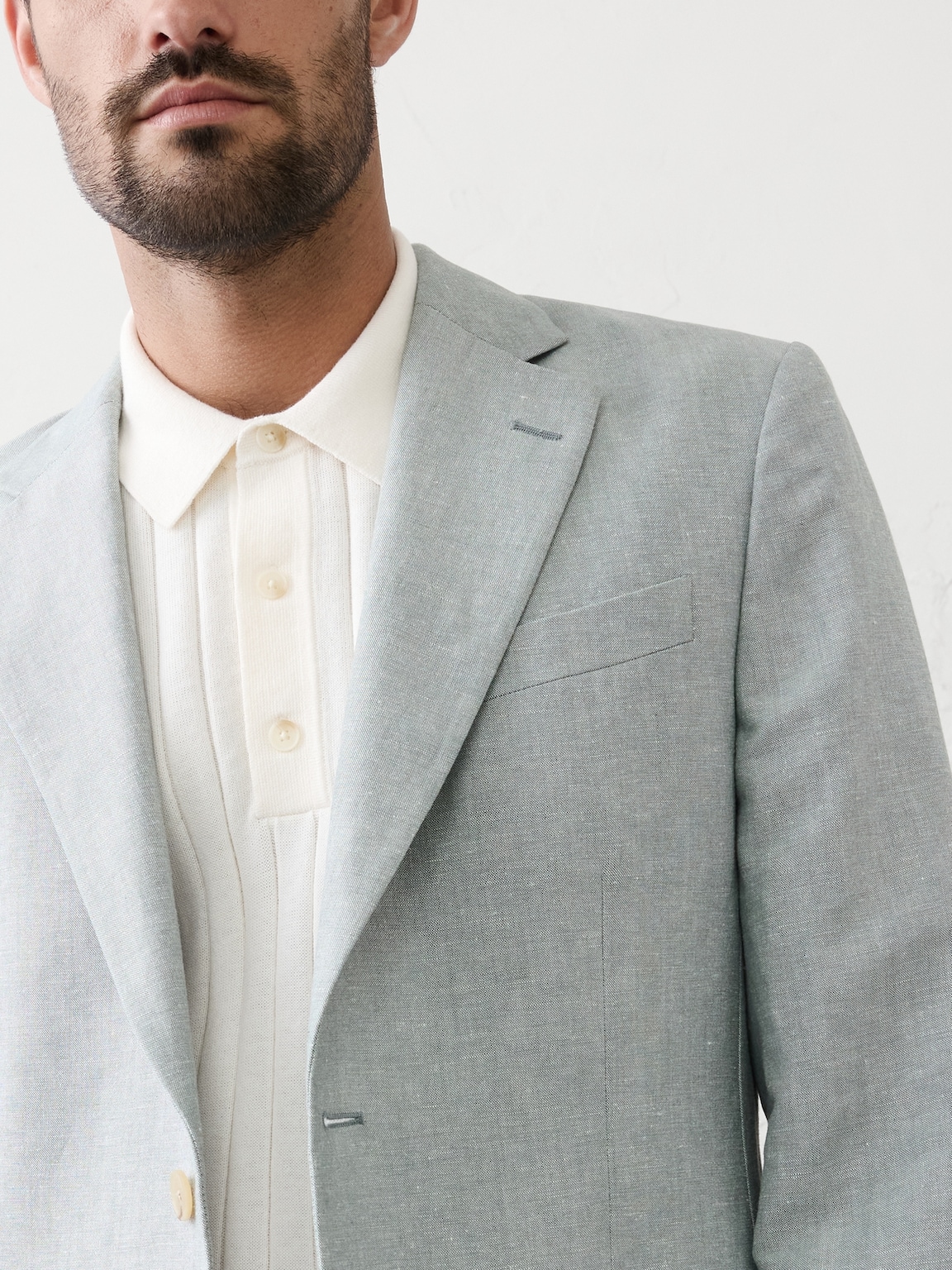 Linen-Blend Mineral Suit Jacket