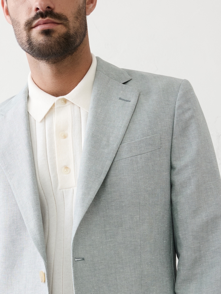 Linen-Blend Mineral Suit Jacket