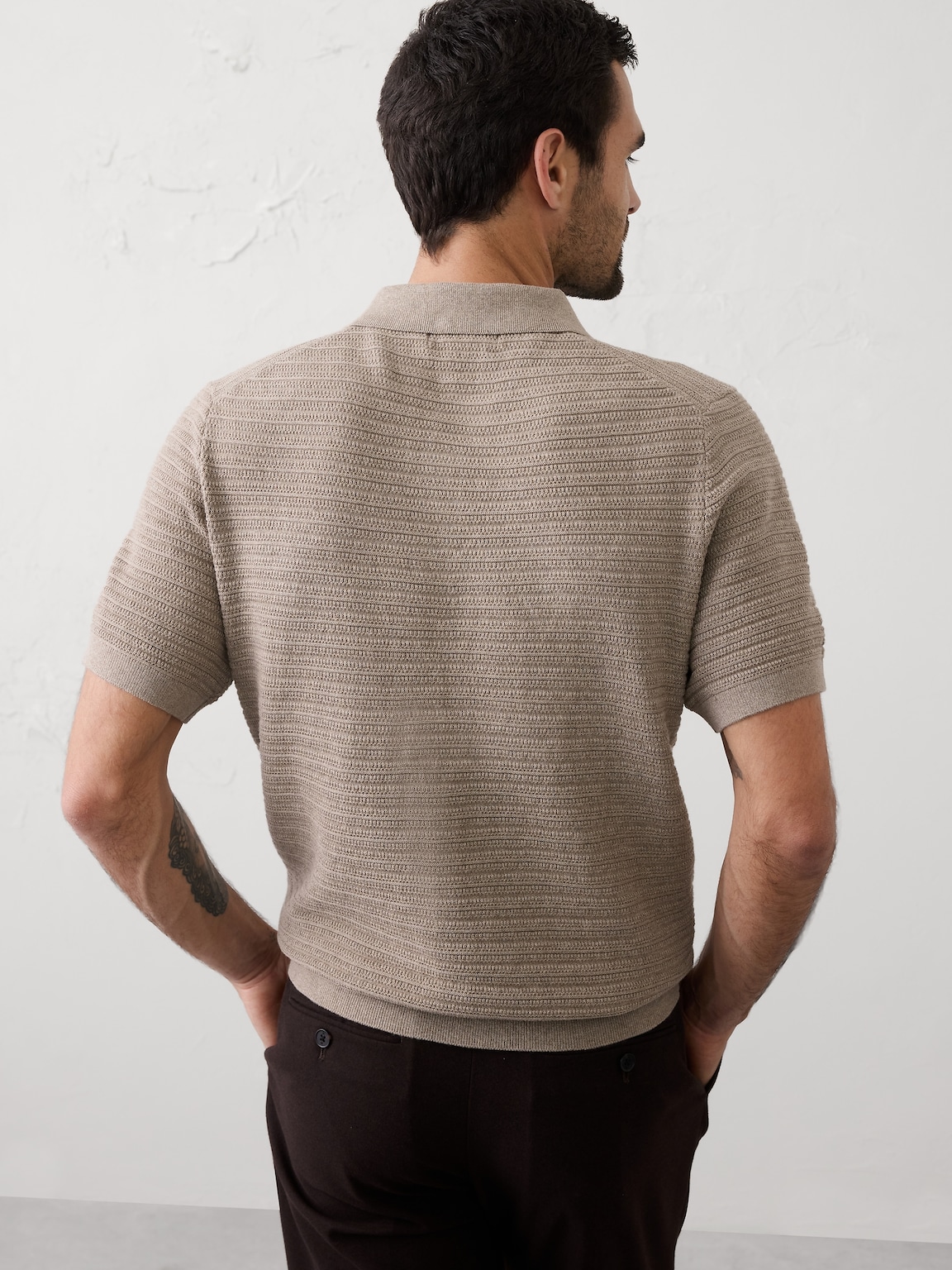 Textured Striped Sweater Polo