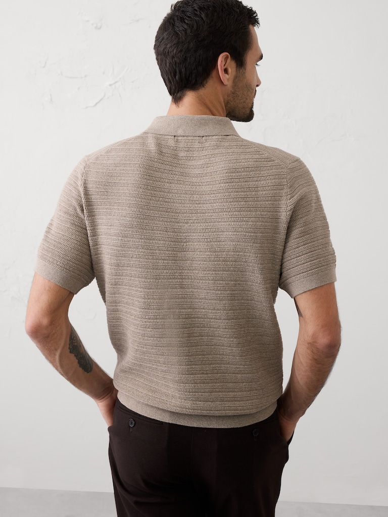 Textured Striped Sweater Polo