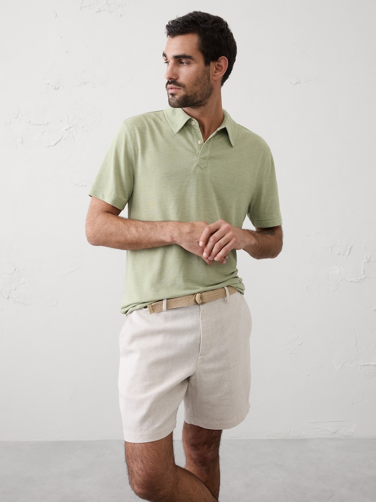 Slim-Fit Linen-Blend Polo