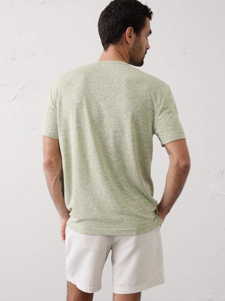 Standard-Fit Linen-Blend Henley