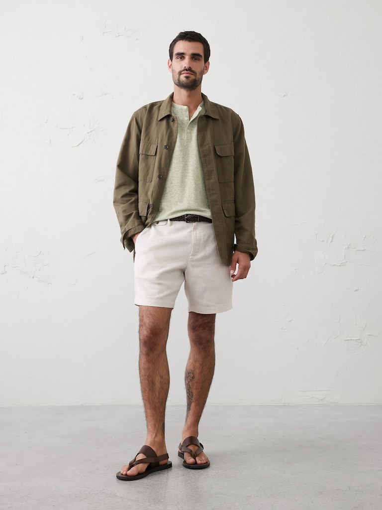 Standard-Fit Linen-Blend Henley