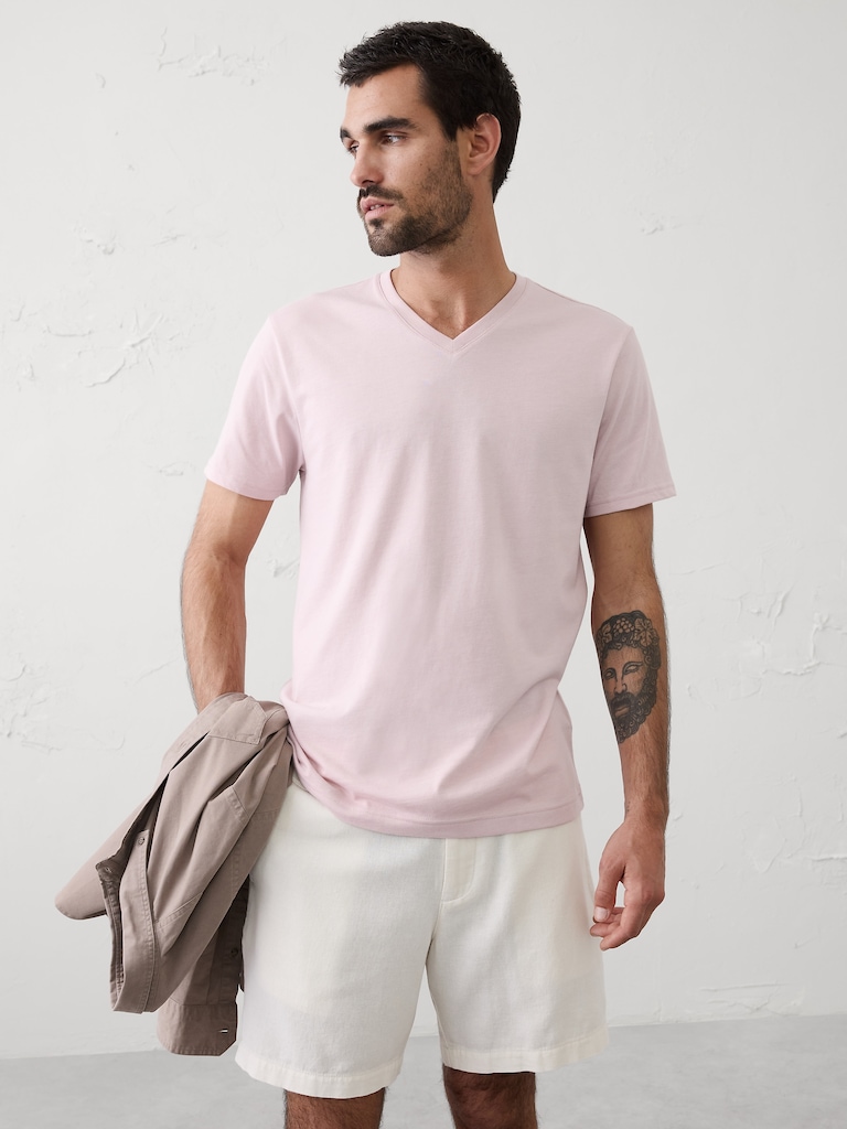 Standard-Fit Premium Wash V-Neck Shirt