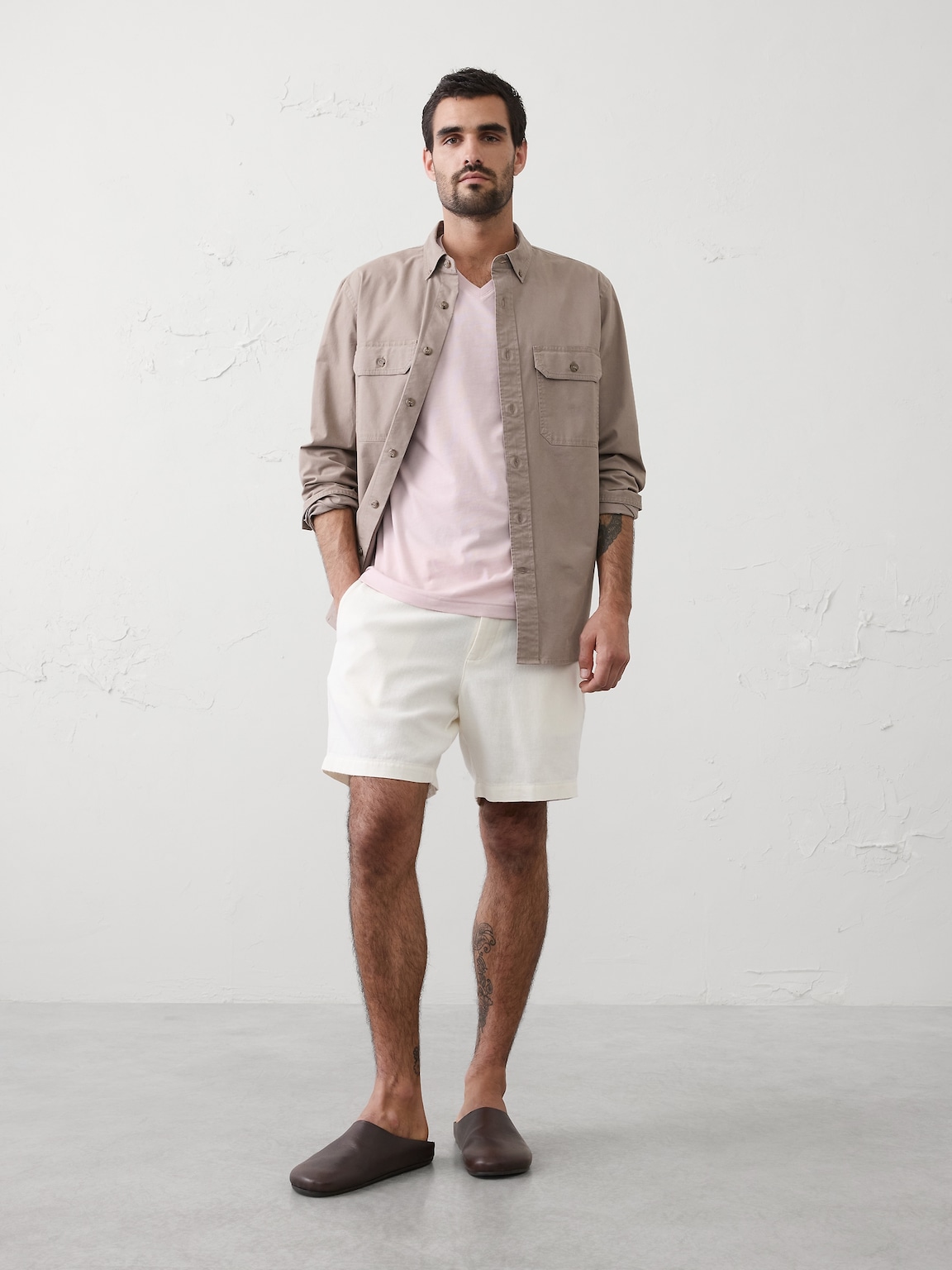 Standard-Fit Premium Wash V-Neck Shirt