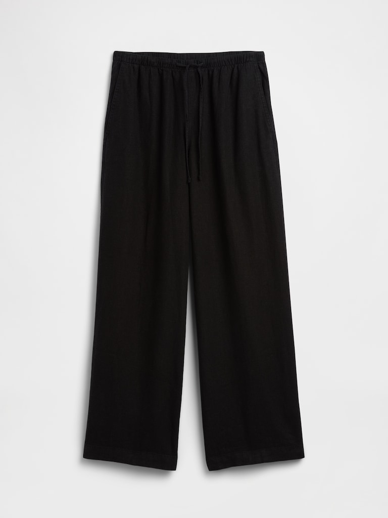 Relaxed Linen-Blend Wide-Leg Pants