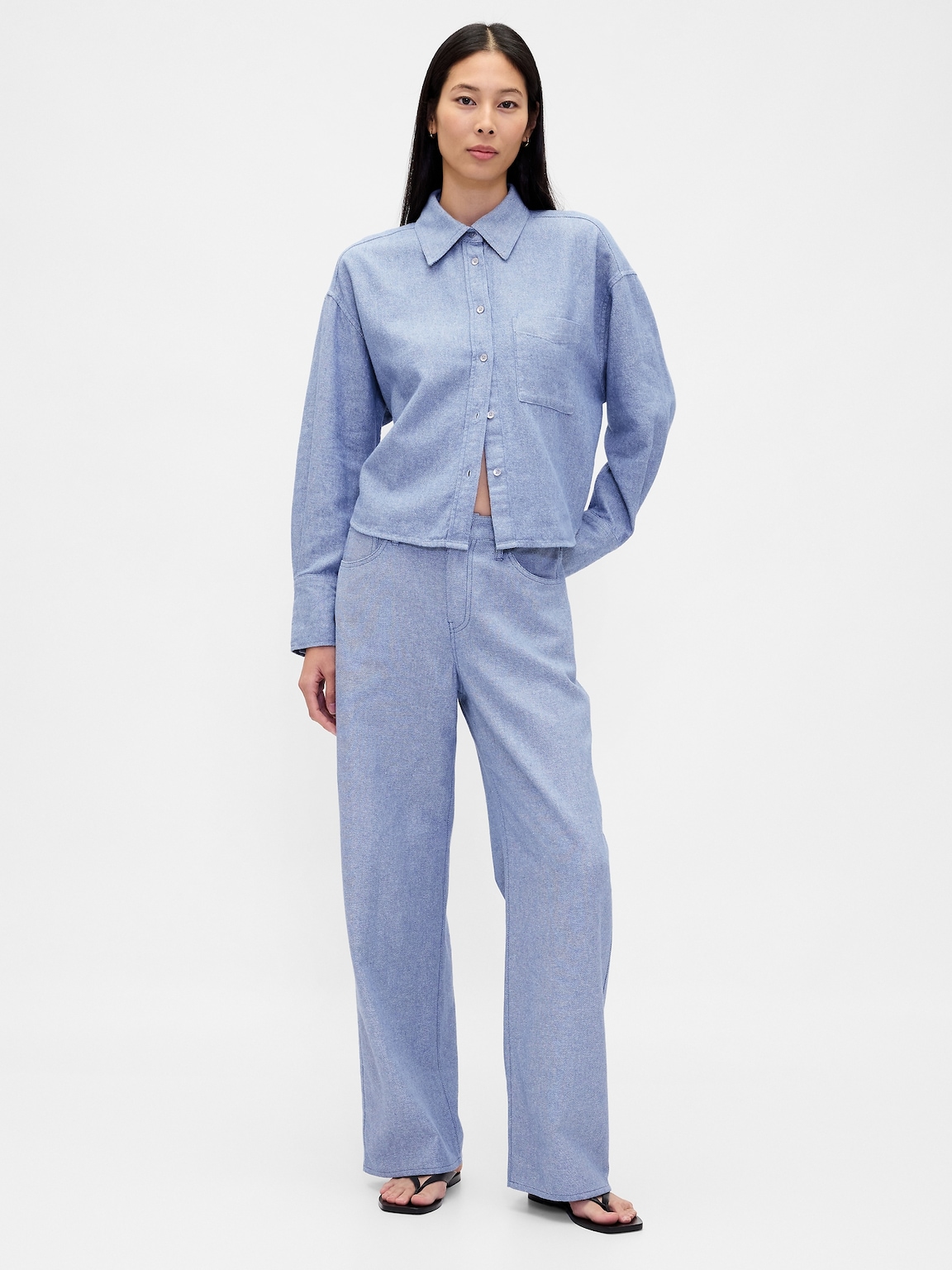 Linen-Cotton Wide-Leg Pants