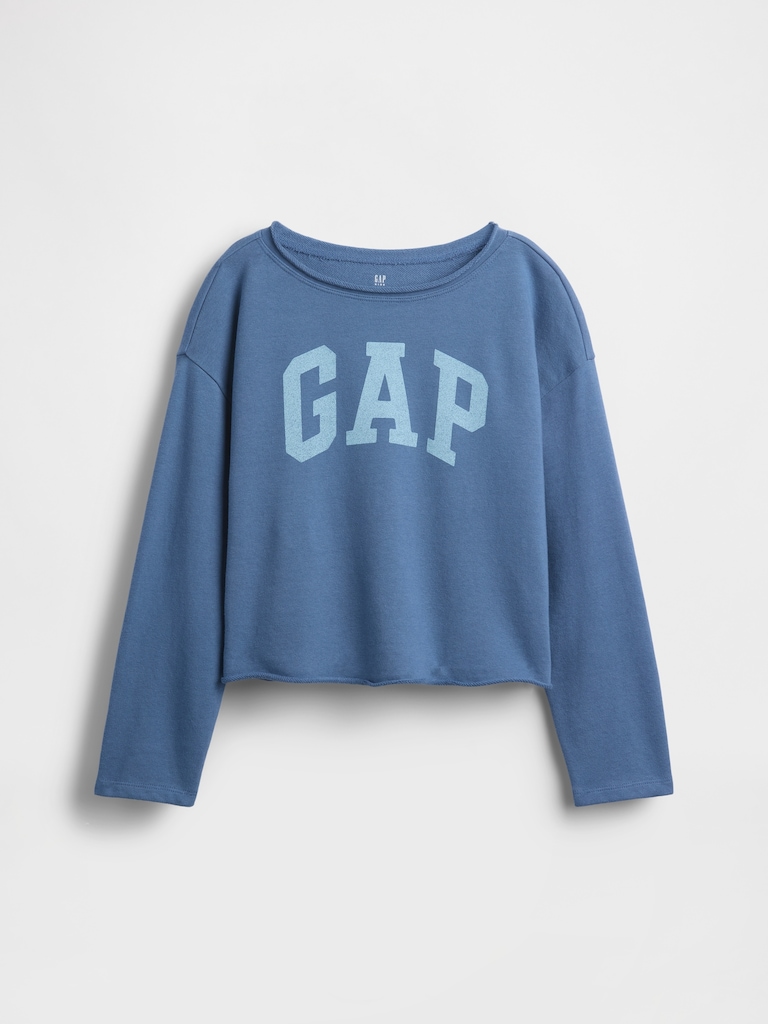 Kids French Terry Wide-Neck Logo Sweatshirt