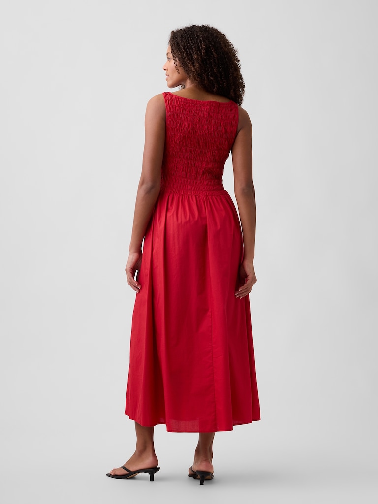 Smocked Boatneck Maxi Dress