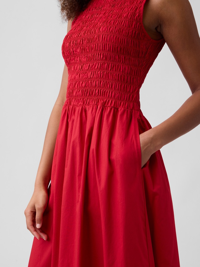 Smocked Boatneck Maxi Dress