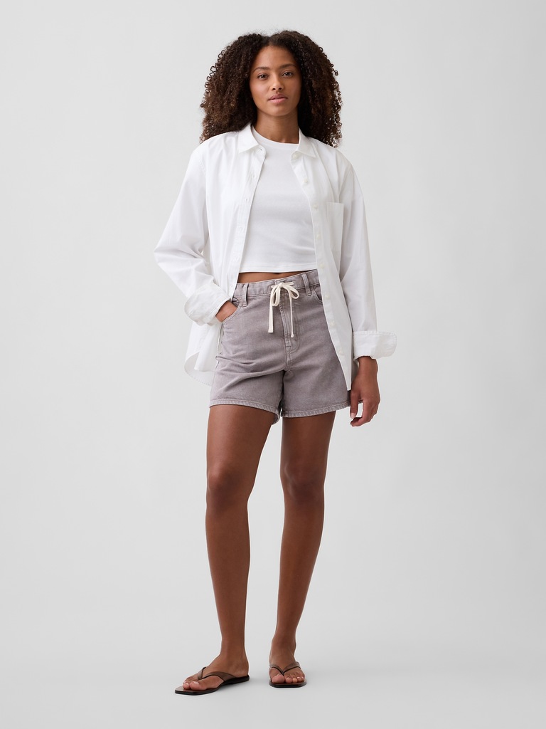 5" Mid Rise Drawstring Denim Shorts