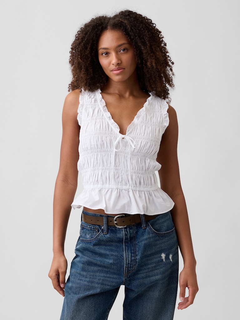 Smocked Sleeveless Top