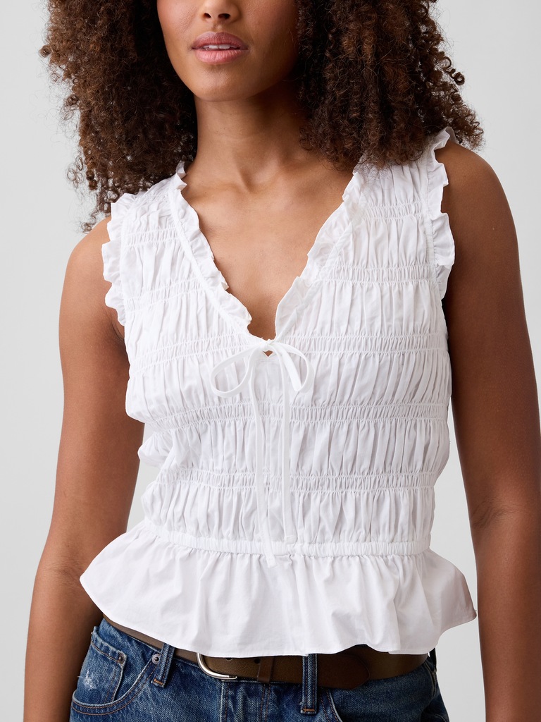 Smocked Sleeveless Top